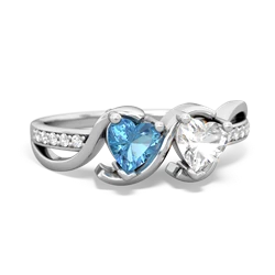 Blue Topaz Side By Side 14K White Gold ring R3090