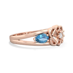 Blue Topaz Hearts Intertwined 14K Rose Gold ring R5880