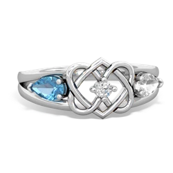 Blue Topaz Hearts Intertwined 14K White Gold ring R5880