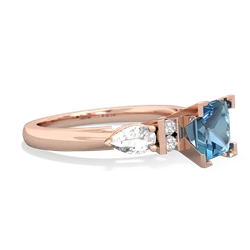 Blue Topaz 6Mm Princess Eternal Embrace Engagement 14K Rose Gold ring C2002