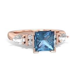 Blue Topaz 6Mm Princess Eternal Embrace Engagement 14K Rose Gold ring C2002