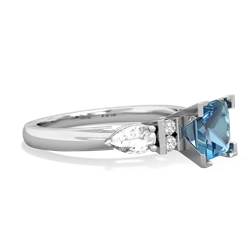 Blue Topaz 6Mm Princess Eternal Embrace Engagement 14K White Gold ring C2002