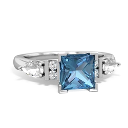 Blue Topaz 6Mm Princess Eternal Embrace Engagement 14K White Gold ring C2002