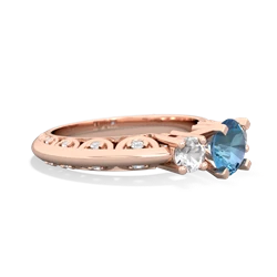 Blue Topaz Art Deco Eternal Embrace Engagement 14K Rose Gold ring C2003