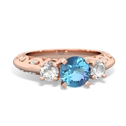 Blue Topaz Art Deco Eternal Embrace Engagement 14K Rose Gold ring C2003