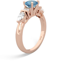 Blue Topaz 6Mm Round Eternal Embrace Engagement 14K Rose Gold ring R2005