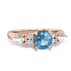 Blue Topaz 6Mm Round Eternal Embrace Engagement 14K Rose Gold ring R2005