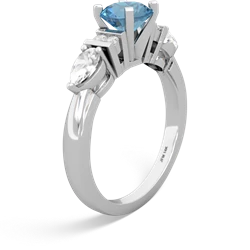 Blue Topaz 6Mm Round Eternal Embrace Engagement 14K White Gold ring R2005