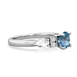 Blue Topaz 6Mm Round Eternal Embrace Engagement 14K White Gold ring R2005