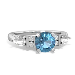 Blue Topaz 6Mm Round Eternal Embrace Engagement 14K White Gold ring R2005