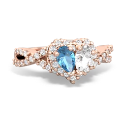 Blue Topaz Diamond Twist 'One Heart' 14K Rose Gold ring R2640HRT