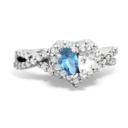 Blue Topaz Diamond Twist 'One Heart' 14K White Gold ring R2640HRT