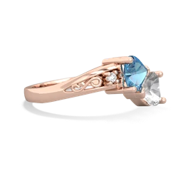 Blue Topaz Snuggling Hearts 14K Rose Gold ring R2178