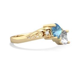 Blue Topaz Snuggling Hearts 14K Yellow Gold ring R2178