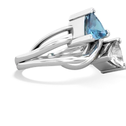 Blue Topaz Split Band Swirl 14K White Gold ring R2341