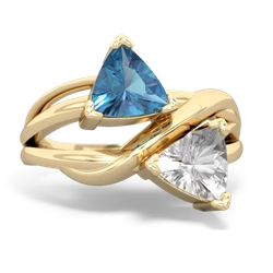 Blue Topaz Split Band Swirl 14K Yellow Gold ring R2341