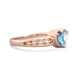 Blue Topaz Filligree 'One Heart' 14K Rose Gold ring R5070