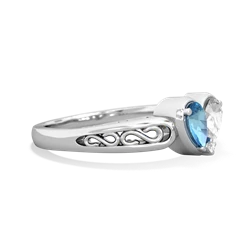 Blue Topaz Filligree 'One Heart' 14K White Gold ring R5070