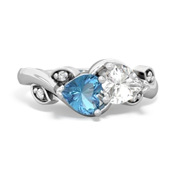 Blue Topaz Floral Elegance 14K White Gold ring R5790