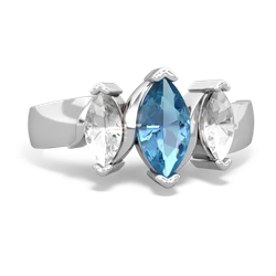 Blue Topaz Three Peeks 14K White Gold ring R2433