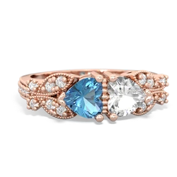 Blue Topaz Diamond Butterflies 14K Rose Gold ring R5601