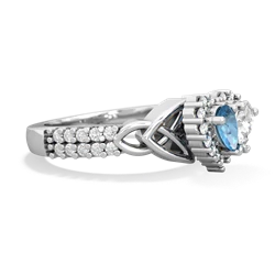 Blue Topaz Celtic Knot Two Hearts As One 14K White Gold ring R2644HRT
