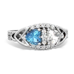 Blue Topaz Sparkling Celtic Knot 14K White Gold ring R2645