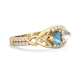 Blue Topaz Sparkling Celtic Knot 14K Yellow Gold ring R2645