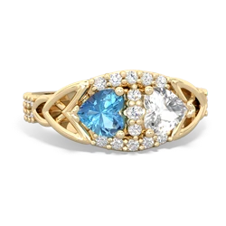 Blue Topaz Sparkling Celtic Knot 14K Yellow Gold ring R2645