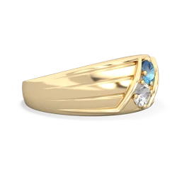 Blue Topaz Men's Streamline 14K Yellow Gold ring R0460