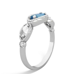 Blue Topaz Milgrain Marquise 14K White Gold ring R5700