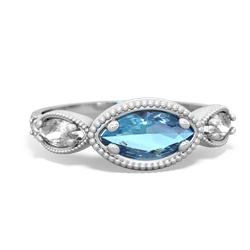 Blue Topaz Milgrain Marquise 14K White Gold ring R5700