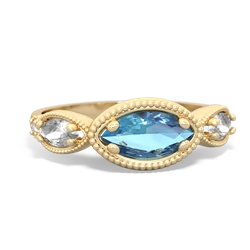 Blue Topaz Milgrain Marquise 14K Yellow Gold ring R5700