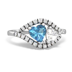 Blue Topaz Mother And Child 14K White Gold ring R3010