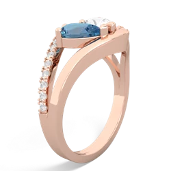 Blue Topaz Nestled Heart Keepsake 14K Rose Gold ring R5650