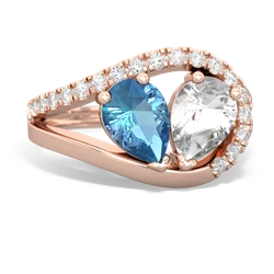 Blue Topaz Nestled Heart Keepsake 14K Rose Gold ring R5650