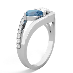 Blue Topaz Nestled Heart Keepsake 14K White Gold ring R5650