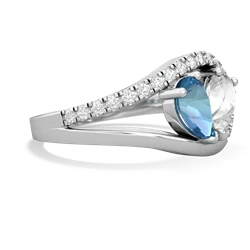 Blue Topaz Nestled Heart Keepsake 14K White Gold ring R5650