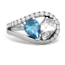 Blue Topaz Nestled Heart Keepsake 14K White Gold ring R5650