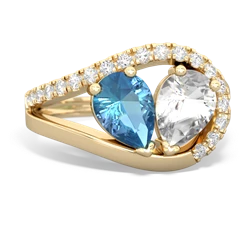 Blue Topaz Nestled Heart Keepsake 14K Yellow Gold ring R5650