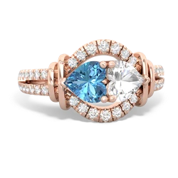 Blue Topaz Art-Deco Keepsake 14K Rose Gold ring R5630