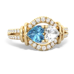 Blue Topaz Art-Deco Keepsake 14K Yellow Gold ring R5630