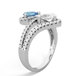 Blue Topaz Diamond Dazzler 14K White Gold ring R3000