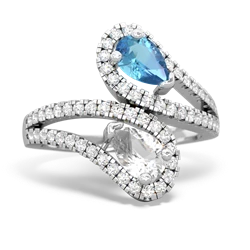 Blue Topaz Diamond Dazzler 14K White Gold ring R3000