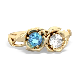 Blue Topaz Rose Garden 14K Yellow Gold ring R5510