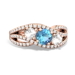 Blue Topaz Three Stone Aurora 14K Rose Gold ring R3080