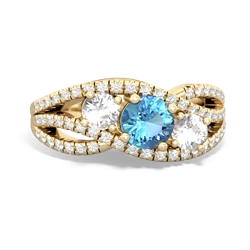 Blue Topaz Three Stone Aurora 14K Yellow Gold ring R3080