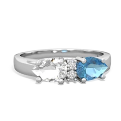 Blue Topaz Pear Bowtie 14K White Gold ring R0865