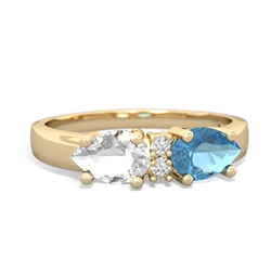 Blue Topaz Pear Bowtie 14K Yellow Gold ring R0865