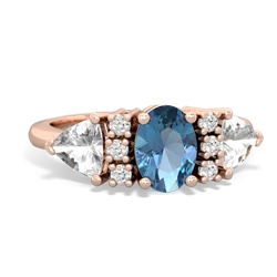 Blue Topaz Antique Style Three Stone 14K Rose Gold ring R2186